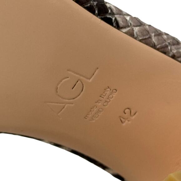 AGL Attilio Giusti Leombruni Snakeskin Print Ankle Strap Sandal 42 Brown Womens - Picture 10 of 12